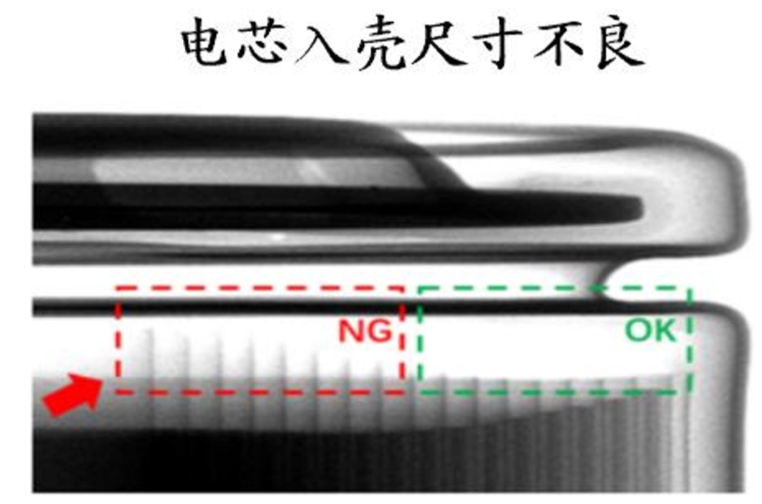 电池入壳尺寸不良X射线检测图