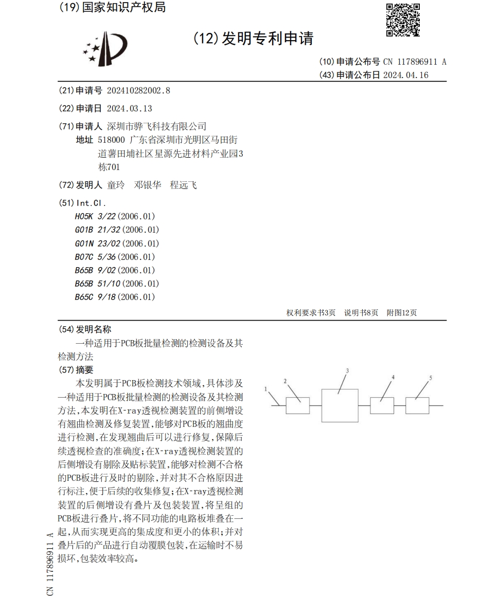 X-ray设备批量检测专利-骅飞科技 X-ray设备批量检测专利-骅飞科技